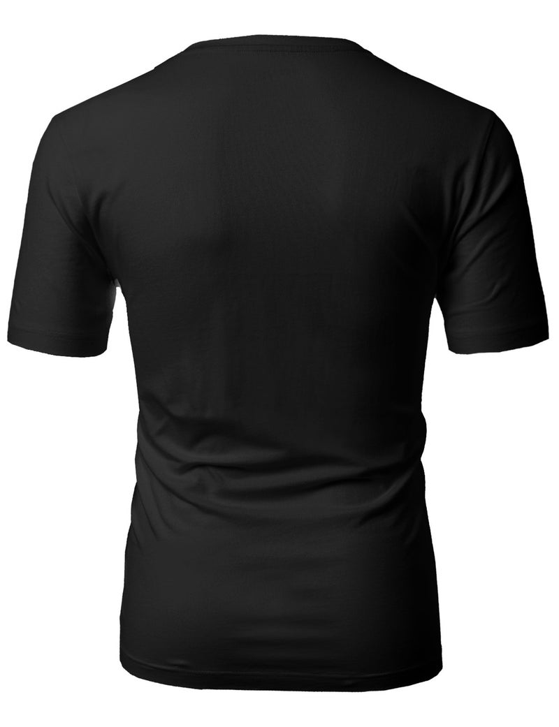 H2H Mens Everyday Stlye Outfit Round Neck Basic T-Shirt Black US S/Asia M (CMTTS0198) - Image 3